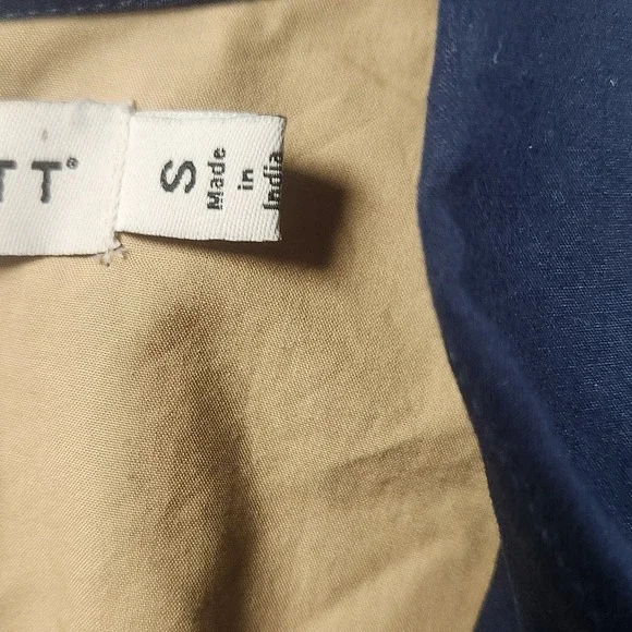 Gretchen Scott Womens Navy Blue Cotton Drawstring Waist Shirt Dress Small - Picture 8 of 10